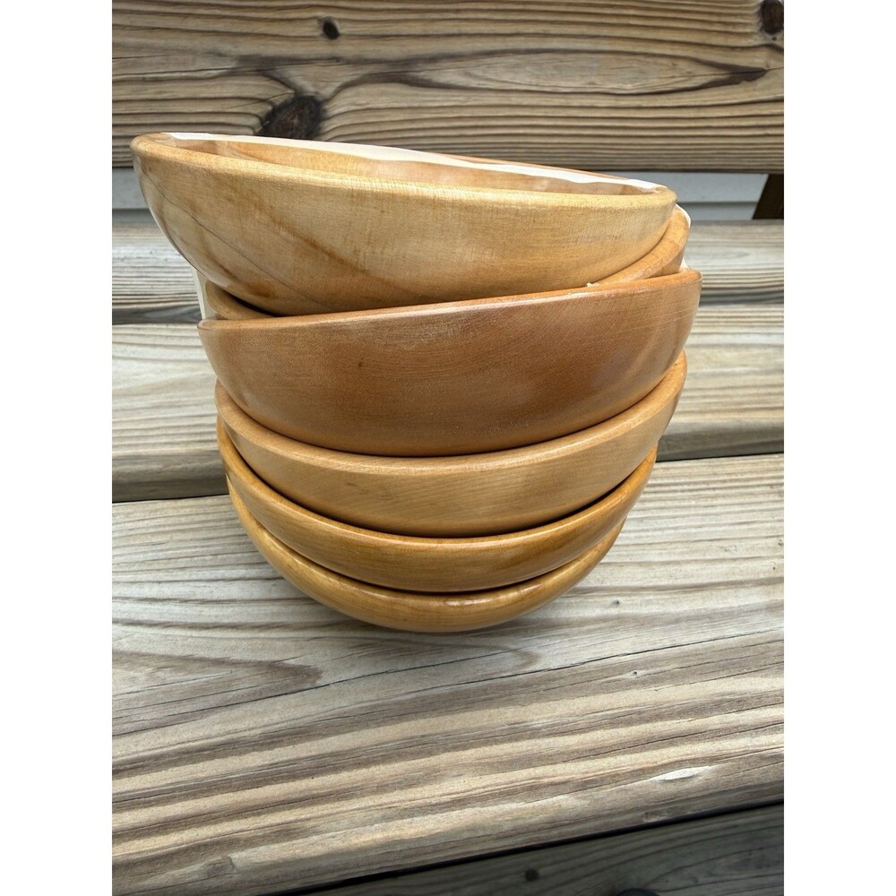 Vintage Margaret Studios Antigo, WI 6 Wooden Bowls #62 MCM Hand Turned